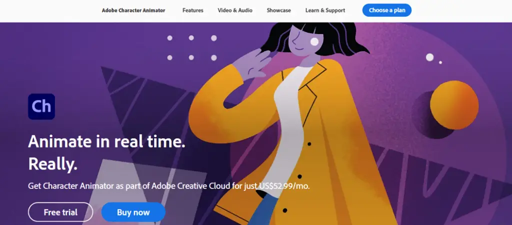 Adobe Character Animator homepage
