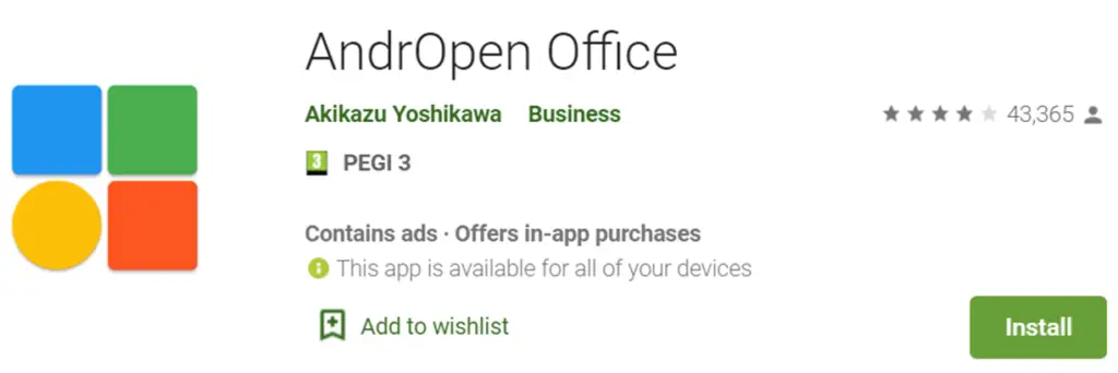 AndrOpen Office icon and name
