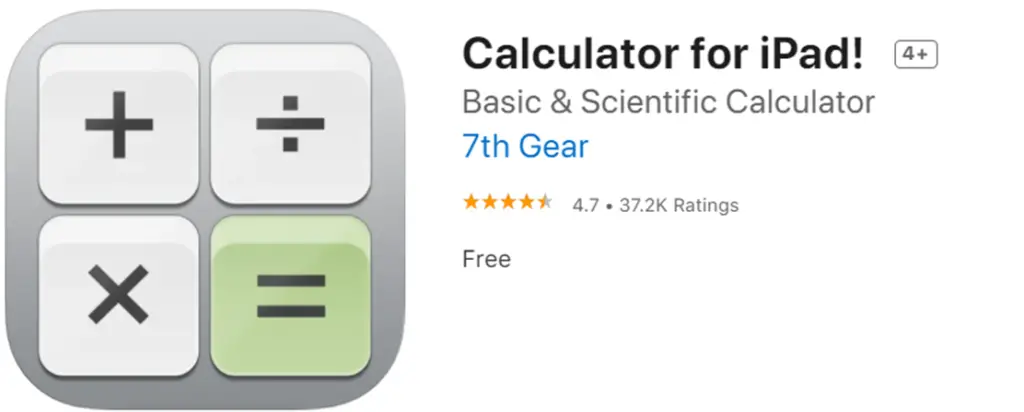 Calculator for iPad icon and name