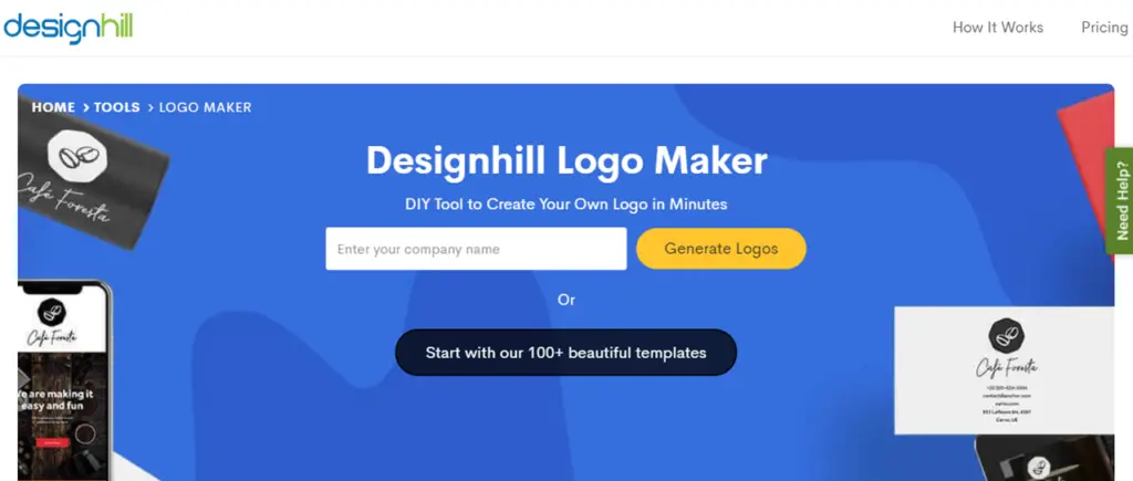 Designhill logo maker page