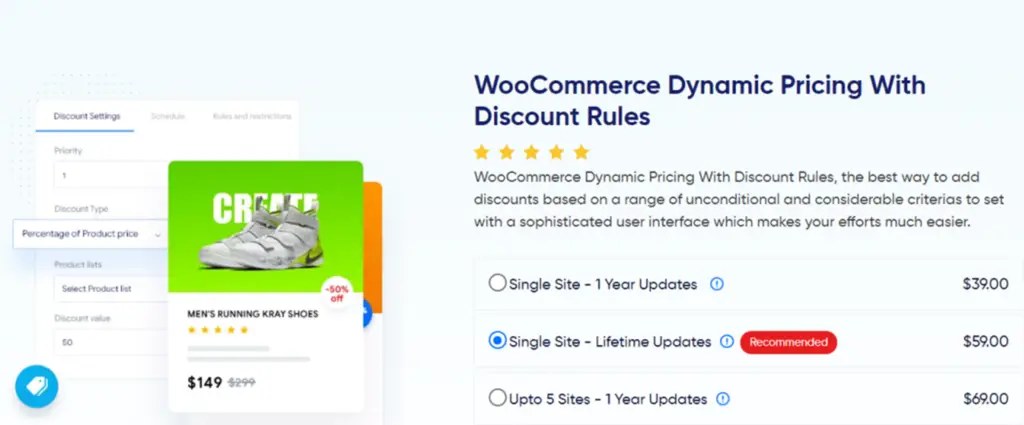 Dynamic Pricing with Discount Rules on site