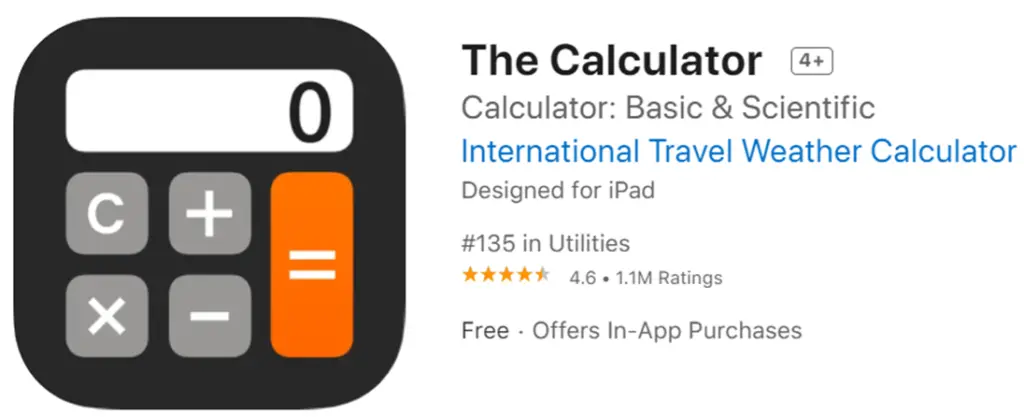 The Calculator icon and name