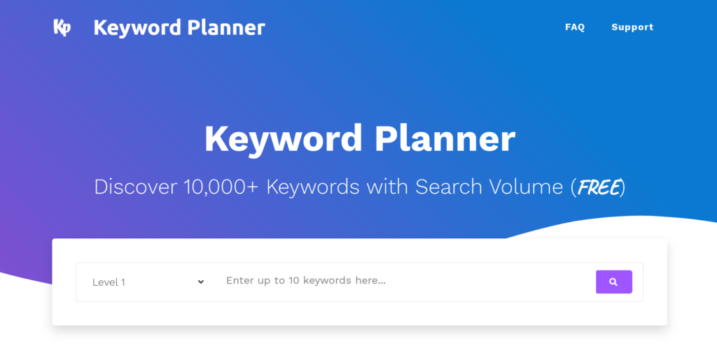 Keyword Planner homepage