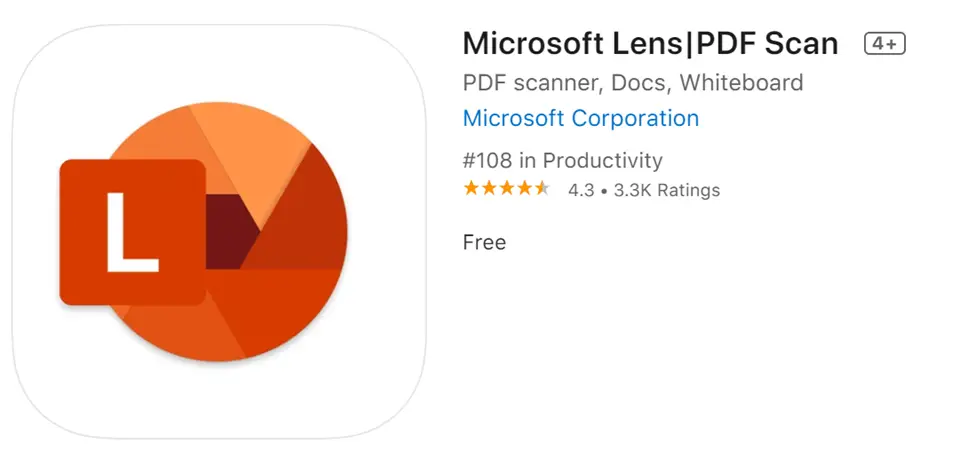 Microsoft Lense icon and name