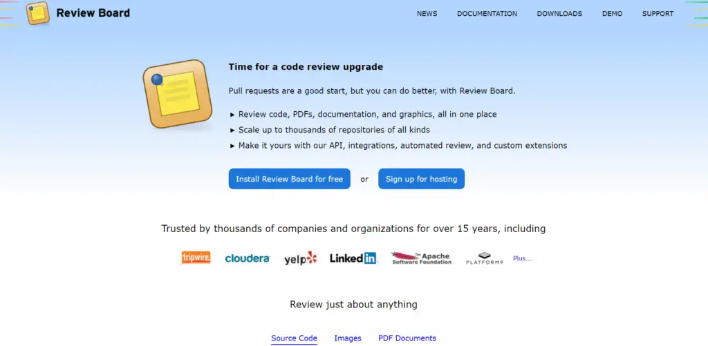 Review Board homepage
