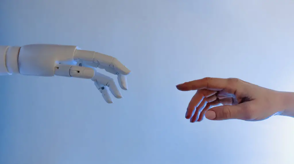 Person reaching out to a robot