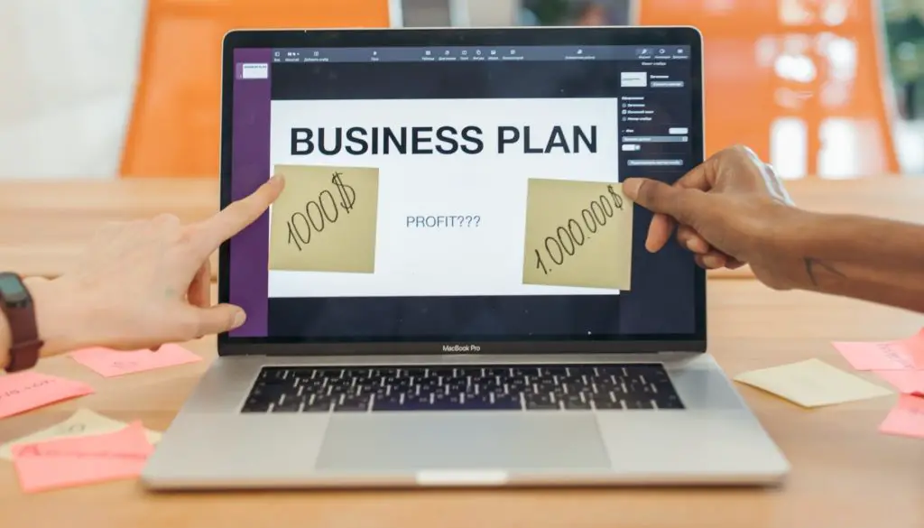 Business plan on screen
