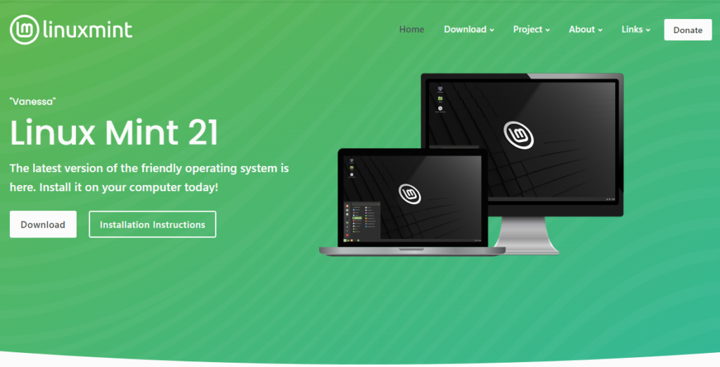 Linux Mint homepage