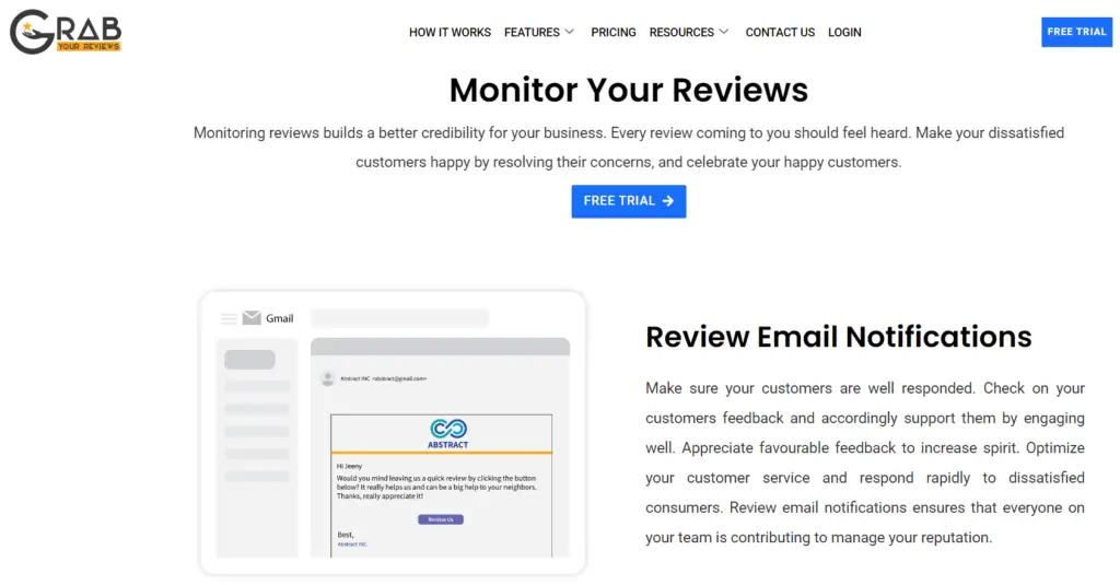 Grab Your Reviews features