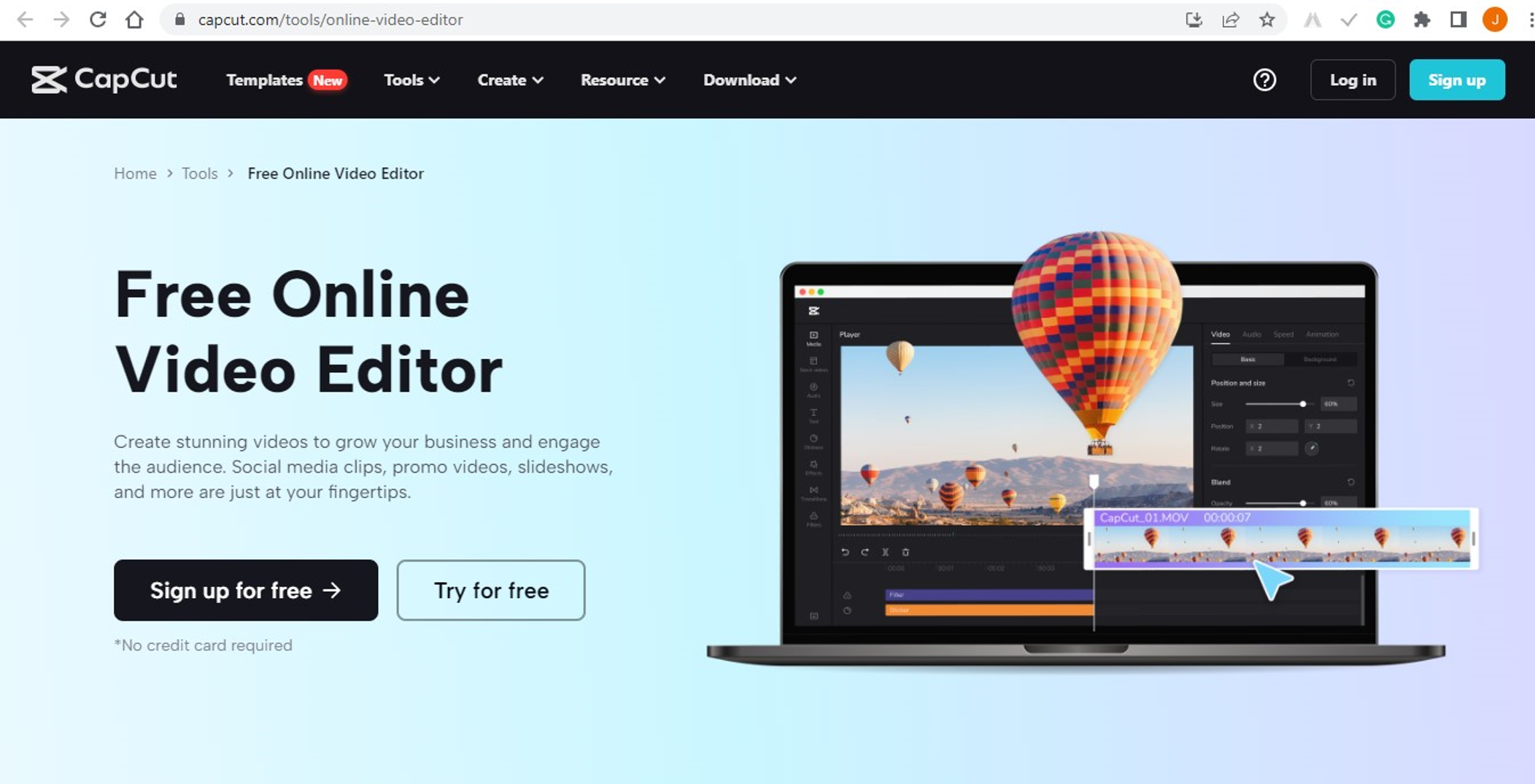 cap cut landing page